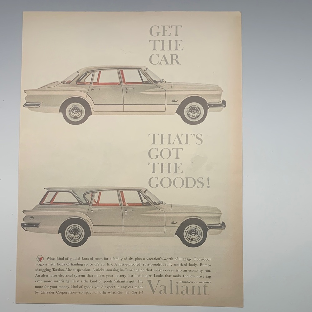 Nostalgia Look Magazine June 7, 1960 paper ephemera Valiant Car …”Get The Car”